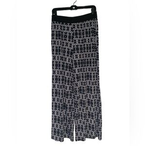 C'est La Vie Black White Wide‎ Leg Lightweight Palazzo Pants Aztec Print XL